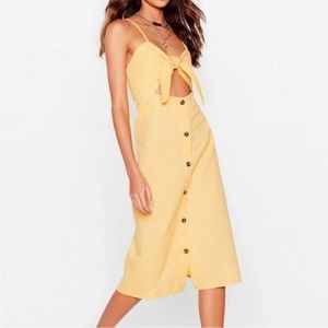 Nasty gal “you never Bow” yellow button up dress